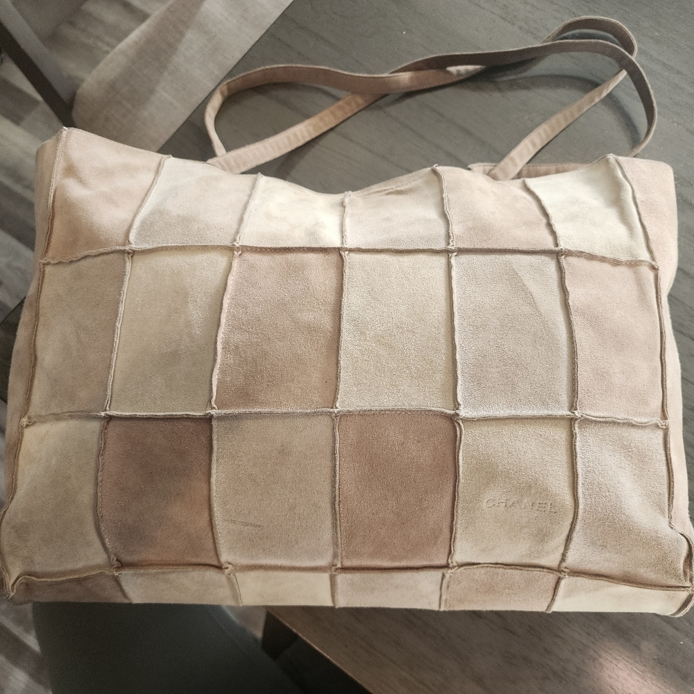 CHANEL SHOULDER BAG BROWN SUEDE LEATHER